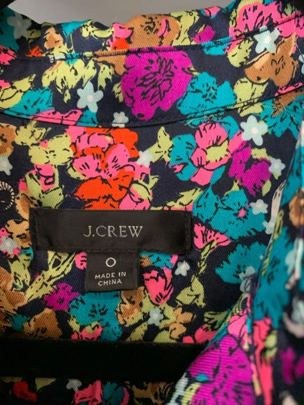 J. Crew Teal Floral “ Grazing Goats”  Long Sleeve Shirt Dress with Belt 0 NWOT
